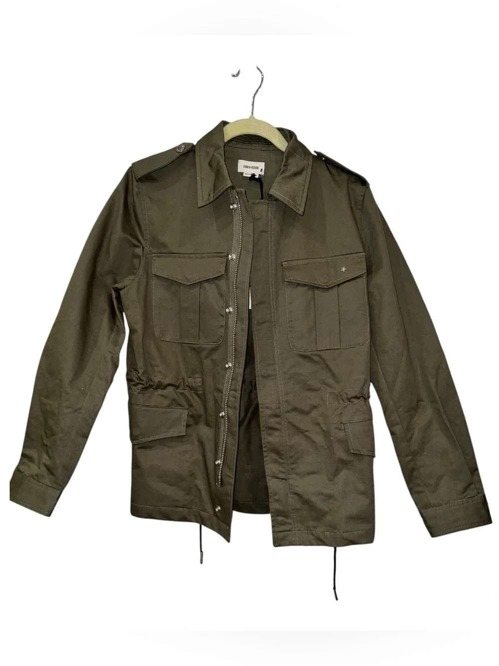 Zadig & Voltaire Kayak Art Is Truth Jacket M Khaki Military Utility NWT $598